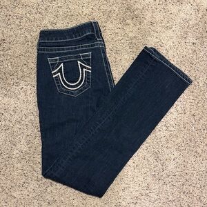 True Religion Women's Indigo Jeans with White Stitching